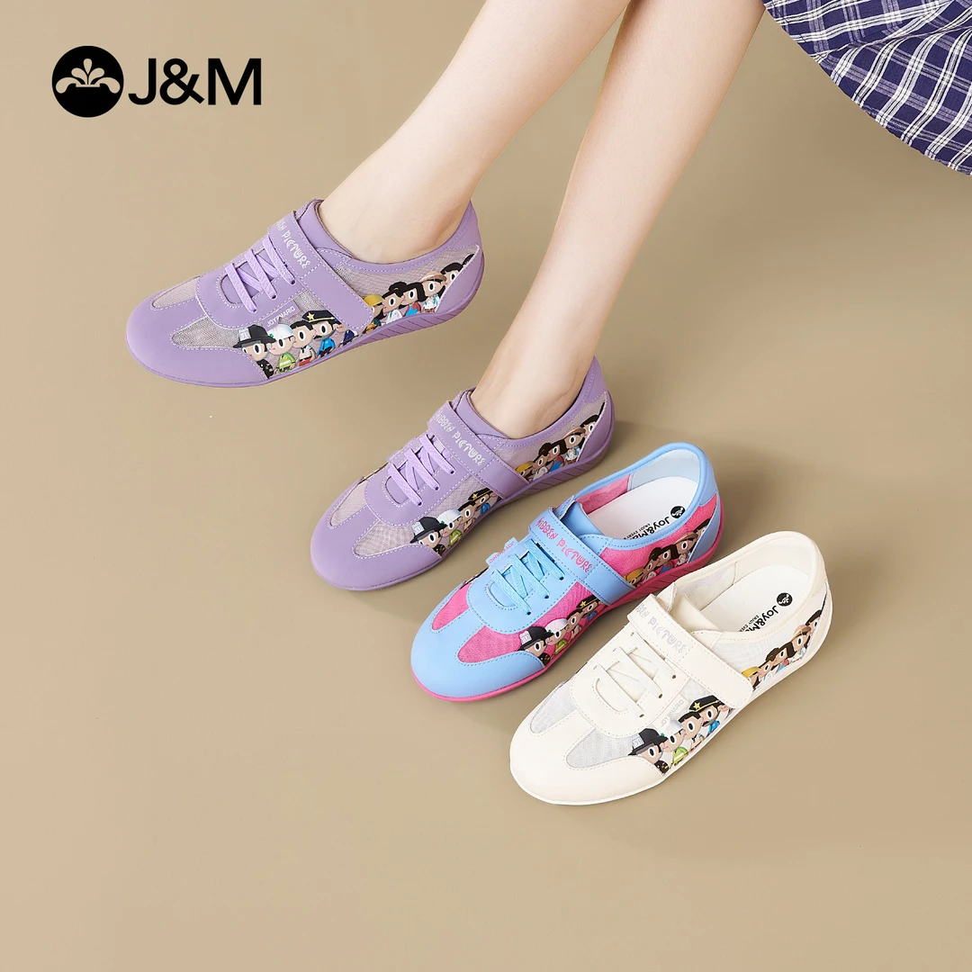 J&M/快乐玛丽潮趣卡通印花网纱透气蕾丝德训鞋夏时尚休闲鞋73158W