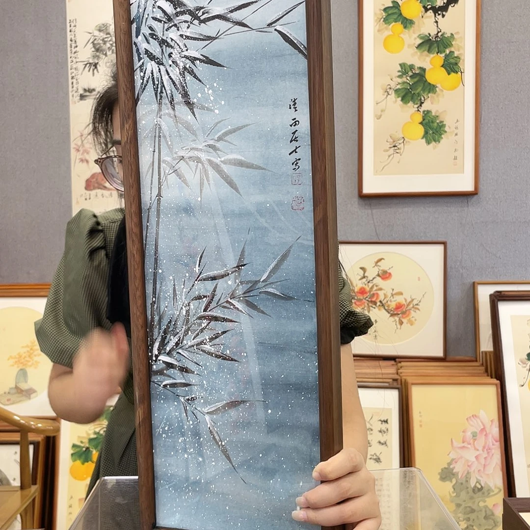 书法手绘带框尺寸:20*70