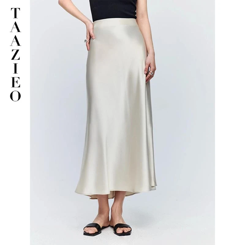 高贵职场醋酸缎面鱼尾包臀半身裙女夏季新款法式设计感中长款裙子