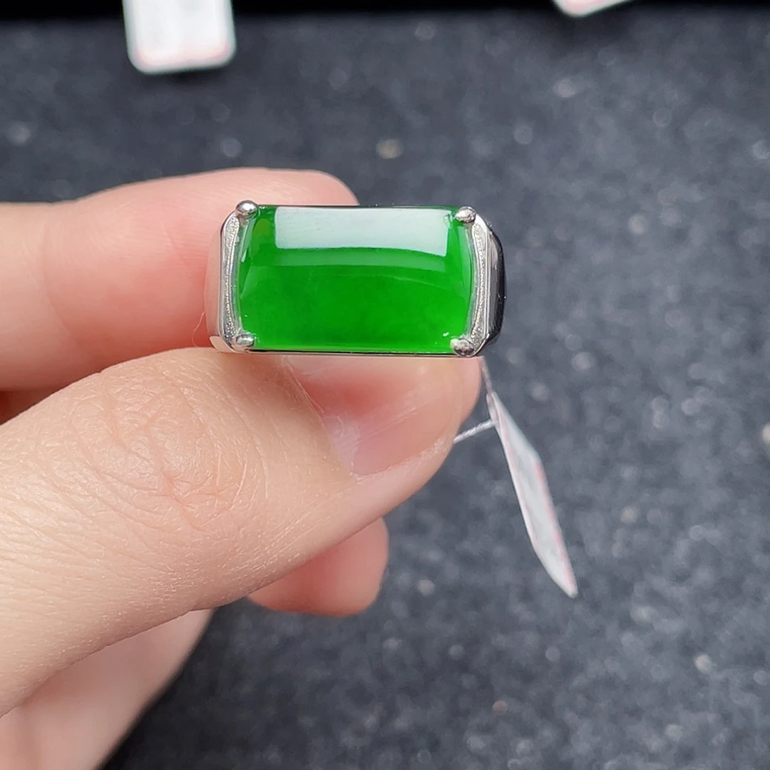 翡翠戒指银S925镶嵌天然a货翡翠2722