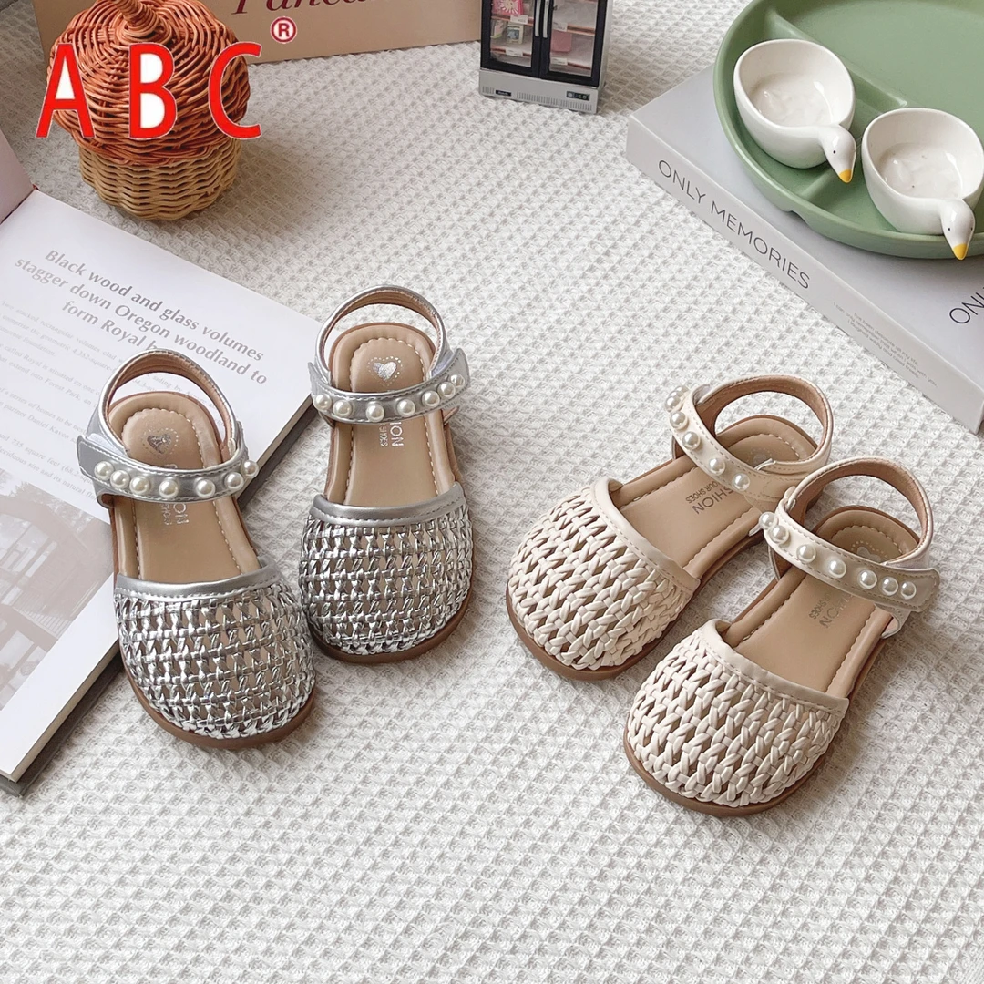 ABC女童包头凉鞋2025夏季小女孩新款编织女宝宝镂空凉拖鞋公主鞋