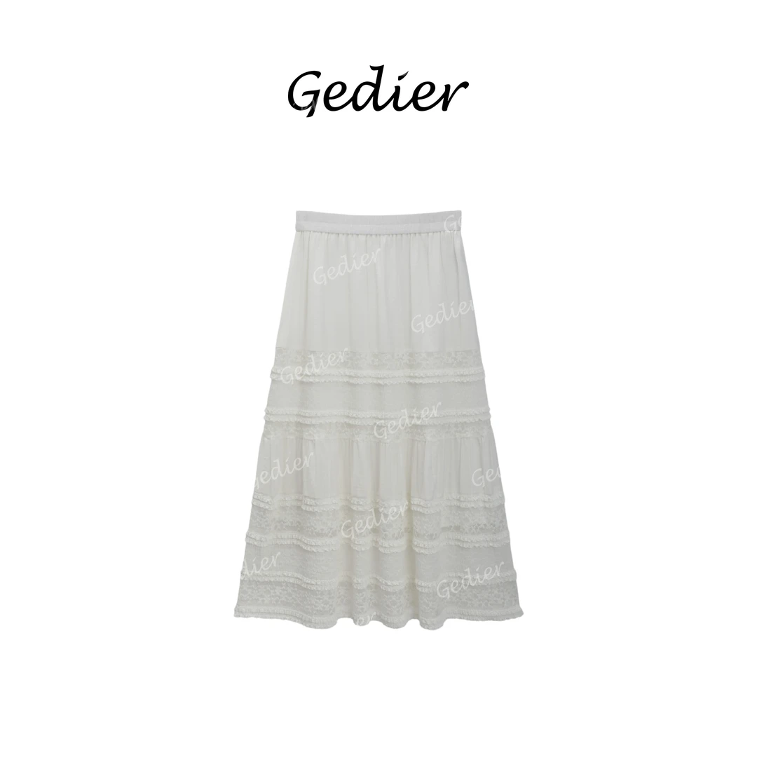 【歌蒂尔】2025春款欧若风优雅蕾丝拼接黑色长裙 EG520112Y