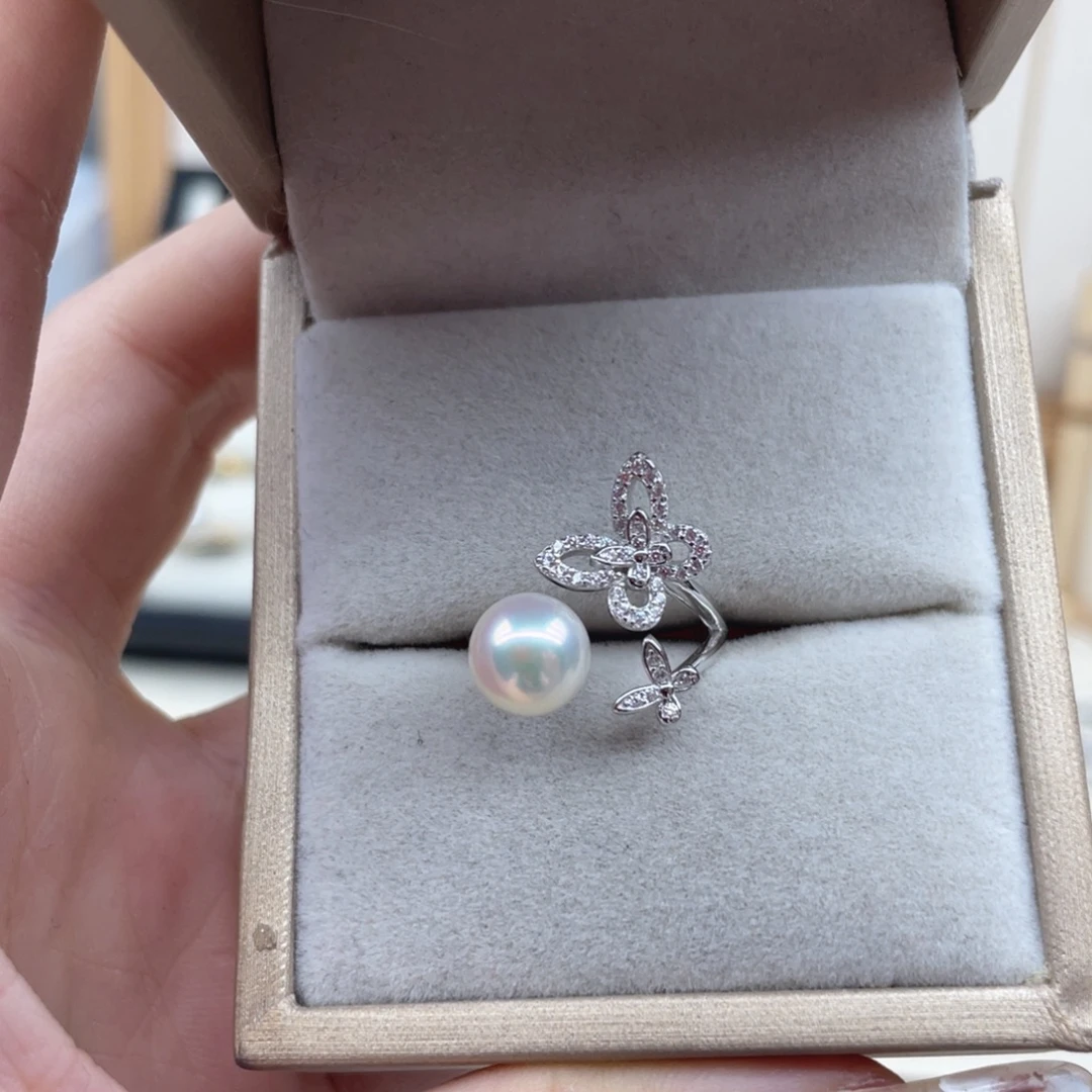 海水珍珠银S925镶嵌戒指Q170