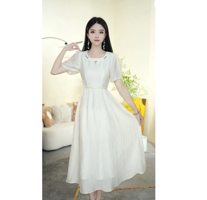 2025夏季新款高端轻奢优雅百搭遮肉显瘦修身时尚假两件连衣裙0532