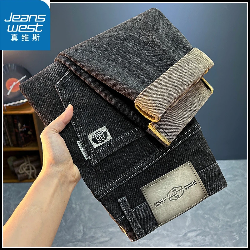 Jeanswest/真维斯男士牛仔裤春秋新款潮牌复古直筒长裤修身弹力九