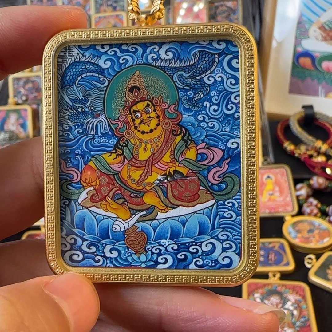 吊坠黄财神热贡唐卡