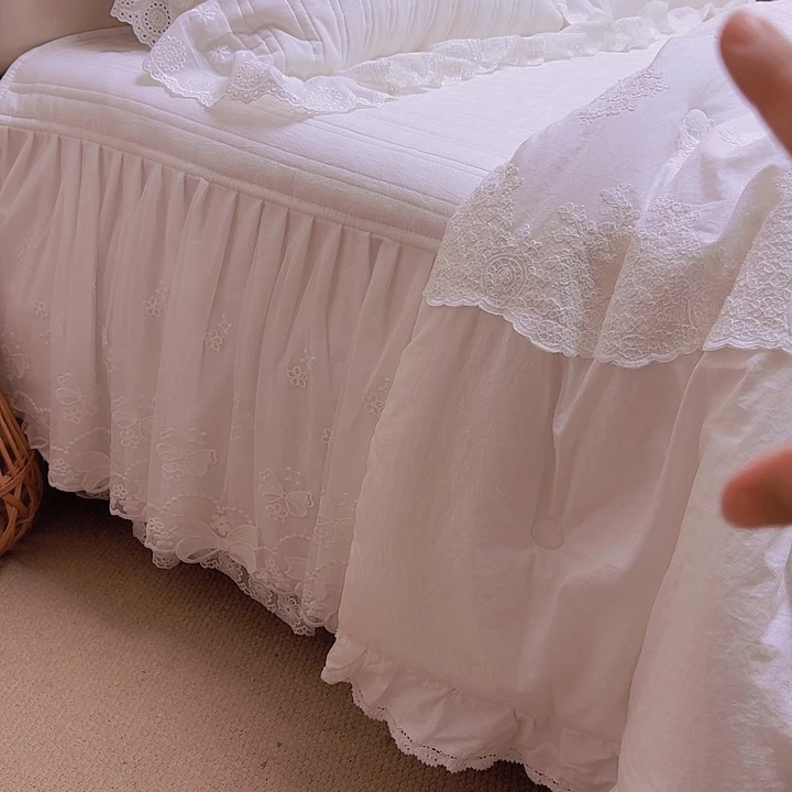 平***哥棉白色卡尔斯床盖单件