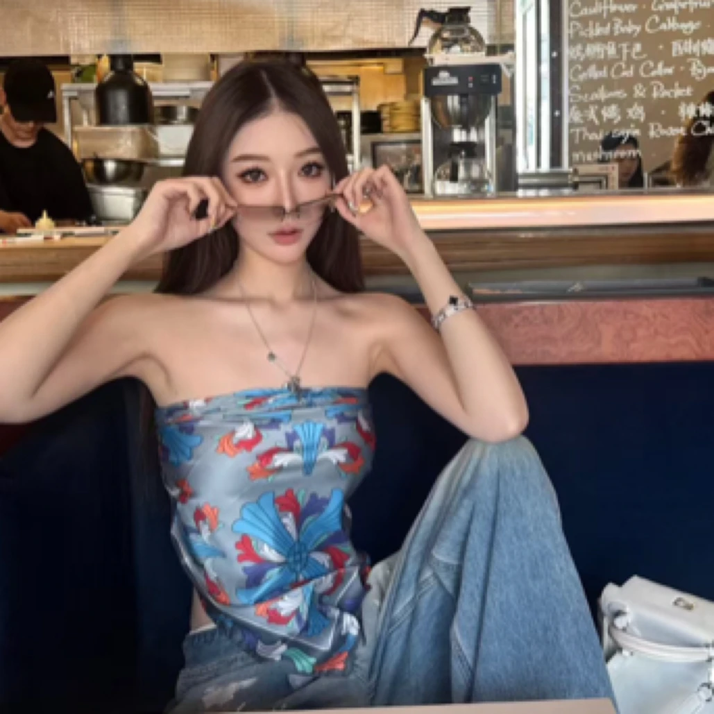 多用显白克罗花纹蓝灰丝巾