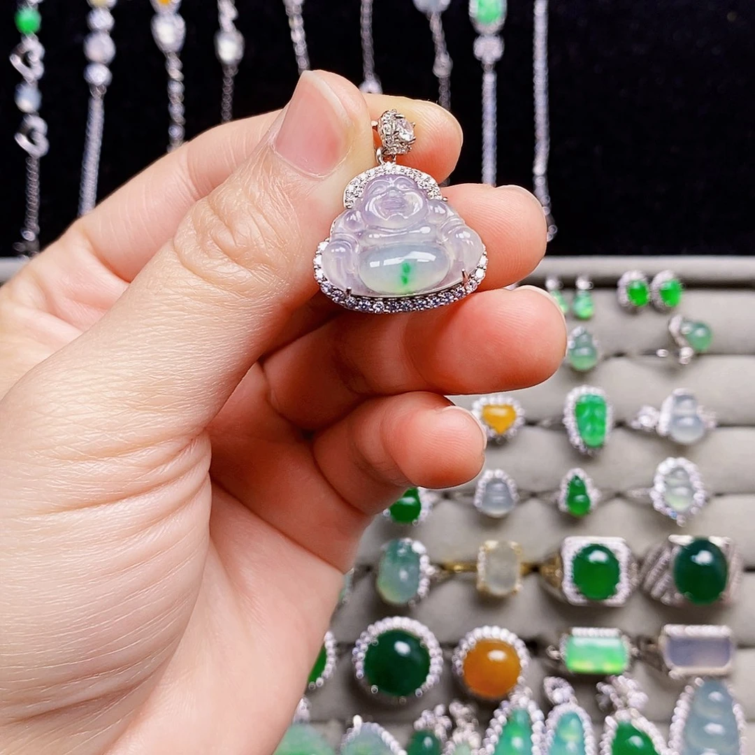 D***a翡翠银S925镶嵌颈饰佛公