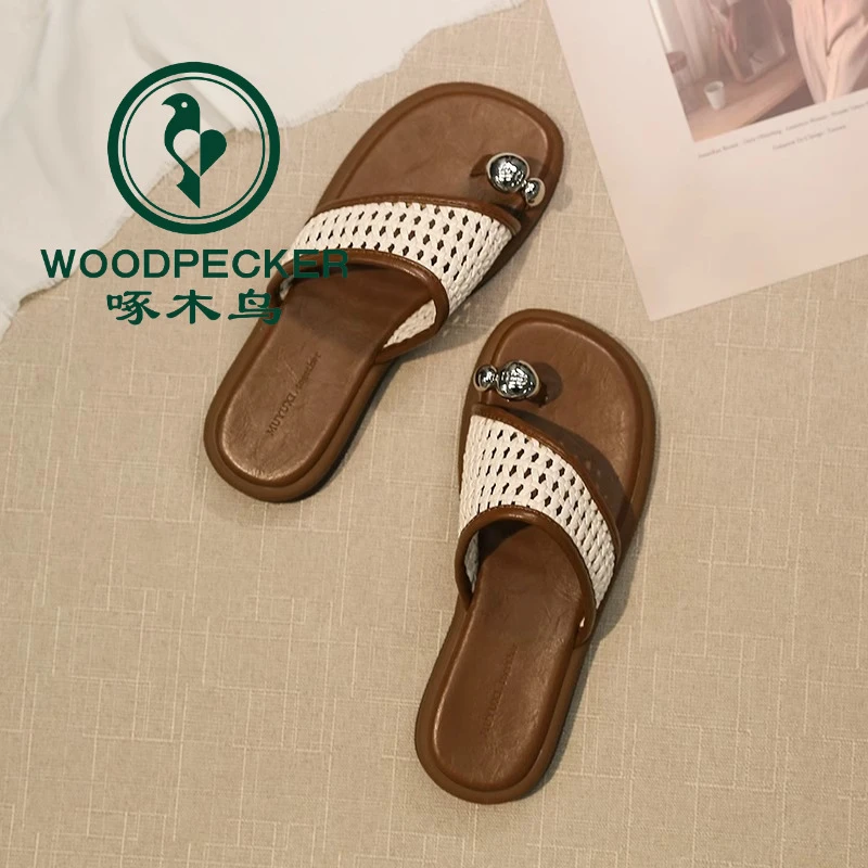 啄木鸟罗马拖鞋女夏外穿2025新款复古套趾软底显脚小配裙子凉拖鞋