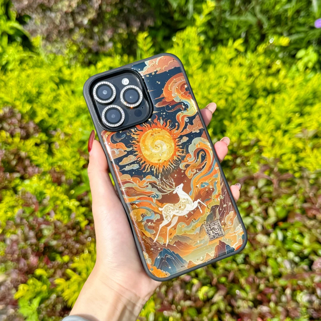 适用于苹果/华为各型号高端松弛感手机壳敦煌九色鹿欧式壳壳