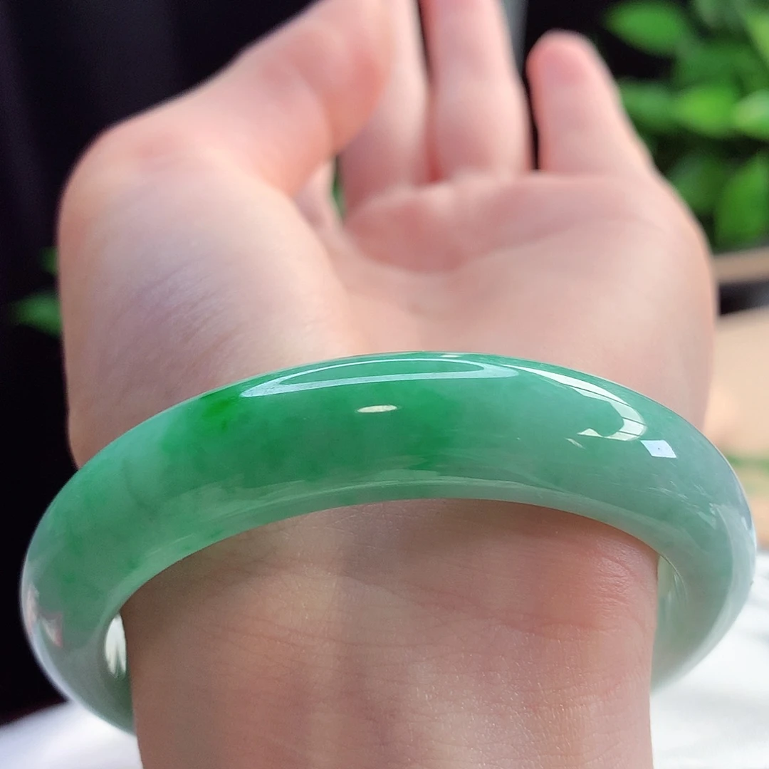 未镶嵌手镯翡翠天然A货翡翠56-57阳春白雪老料糯唧唧8号