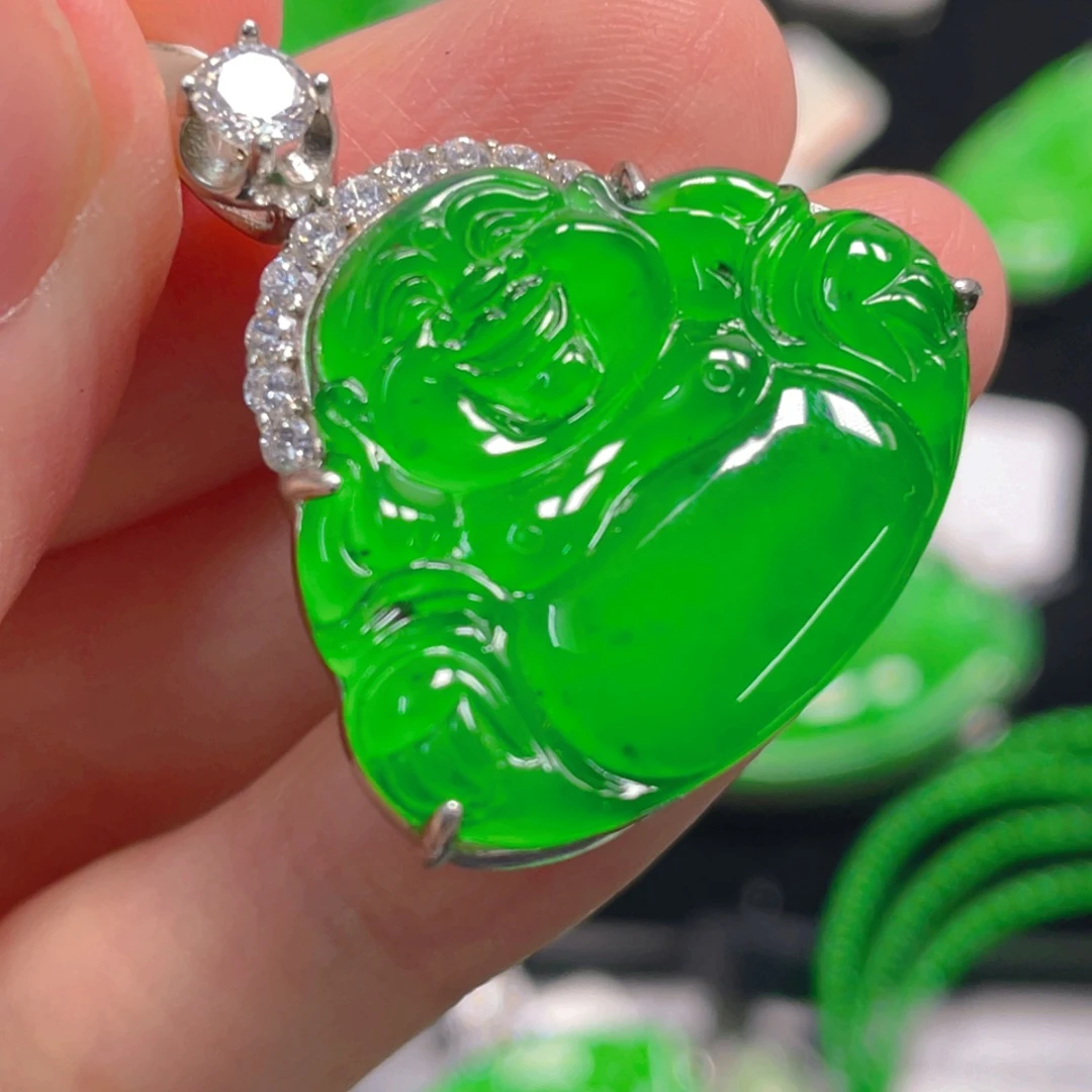 吊坠(不含链)银S925镶嵌翡翠