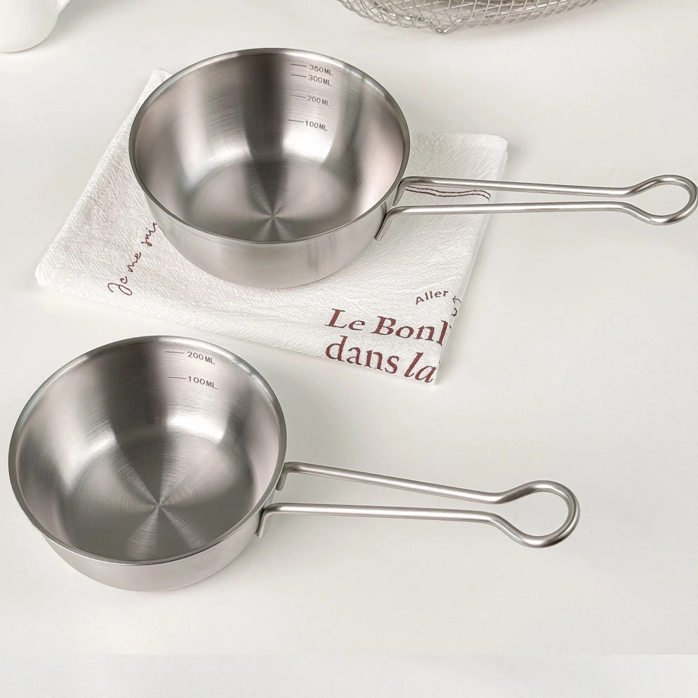 日式单柄304不锈钢泼油杯酱汁杯粉碗咖啡液杯量杯