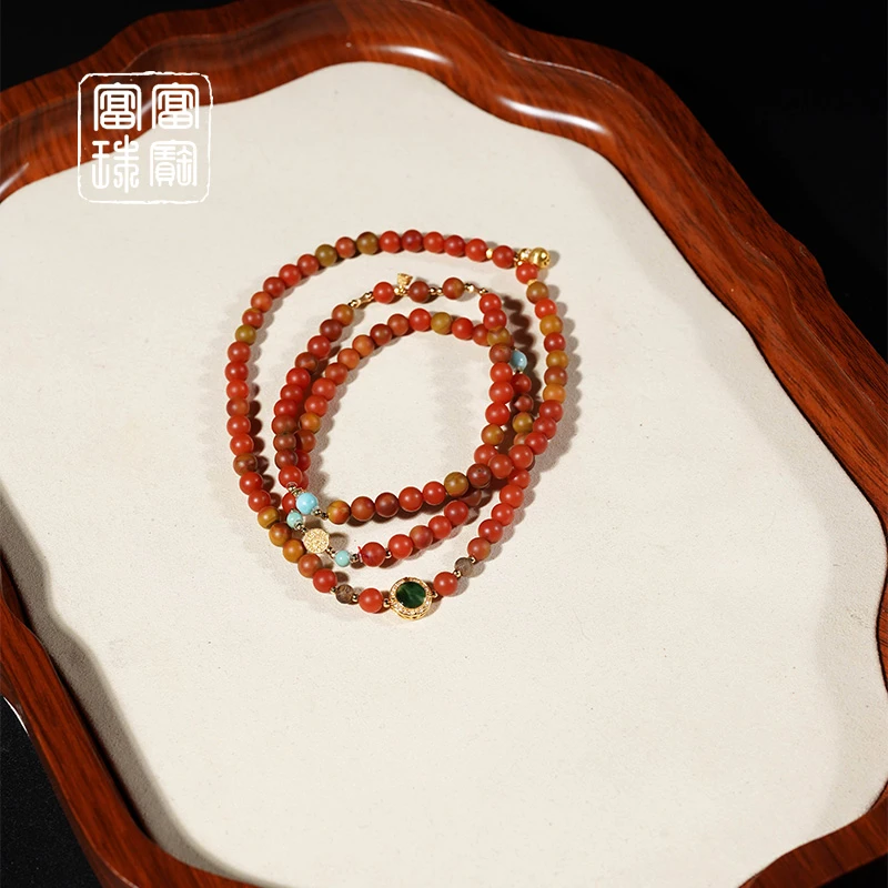 【吉祥】富富珠宝 南红18k金百搭项链（天然珠宝多样性发）