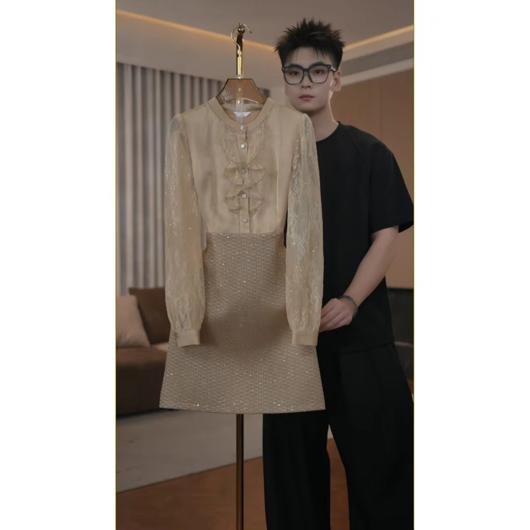 【蒂妮佳】2290品牌女装高贵气质显瘦长袖连衣裙