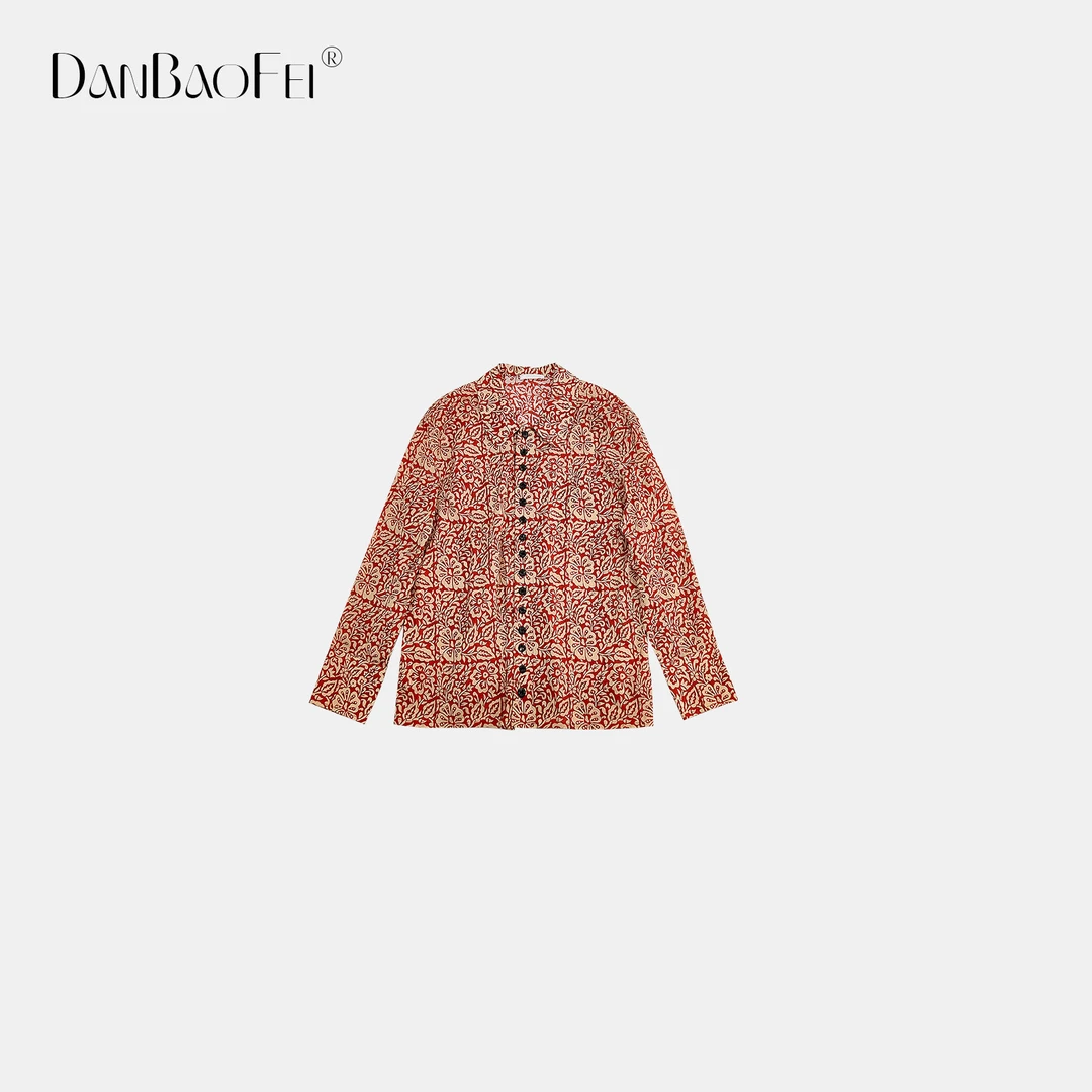 复古衬衫 予筹棉纱花卉牛绞扣衬衫女 YLM00919