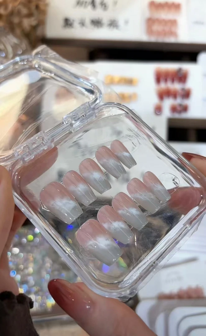 粉海-现货48H飞 壹心纯手工穿戴甲 可拆卸假指甲贴10片装