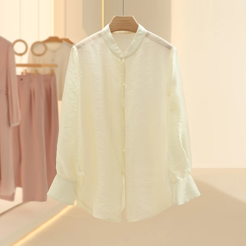 【KA】新中式简约宽松气质长袖衬衫2025春季新款七号铺撤