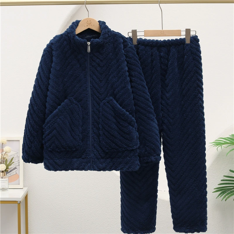 儿童珊瑚绒睡衣加厚款大男童法兰绒家居服秋冬季小孩睡裤保暖套装