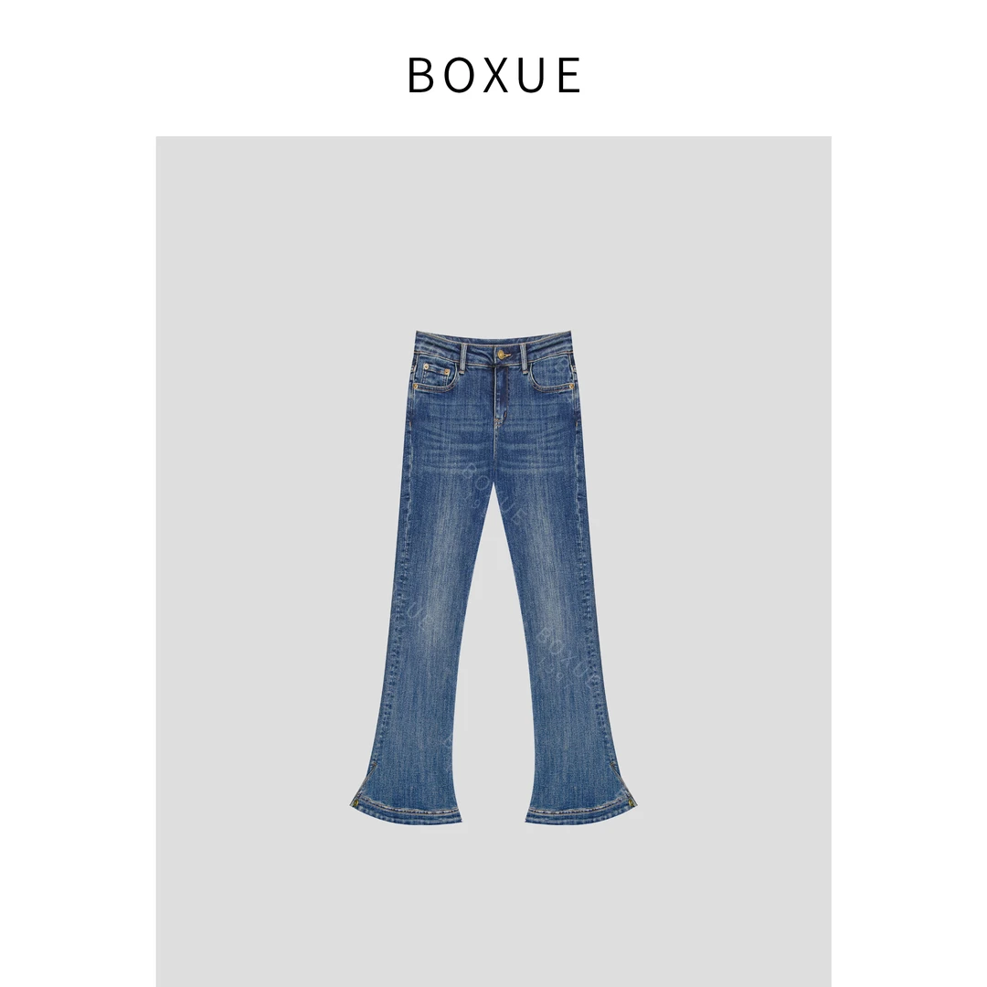 BOXUE “布拉格” 2024冬季高级感显瘦微喇叭裤 裤子 #241105K724