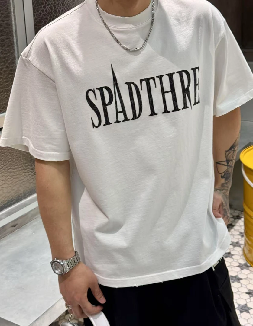 潮流极简字母黑白双色大版T恤6A3863