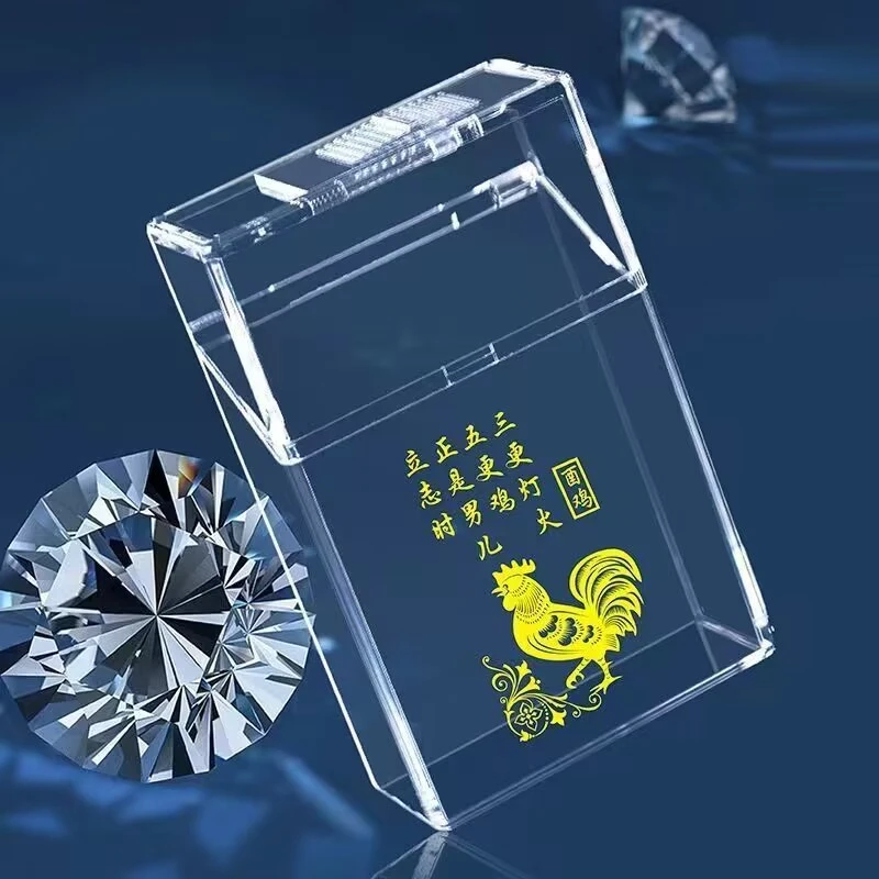 20支整包装烟盒便携式翻盖滑盖透明塑料防潮抗压香菸保护烟套盒子