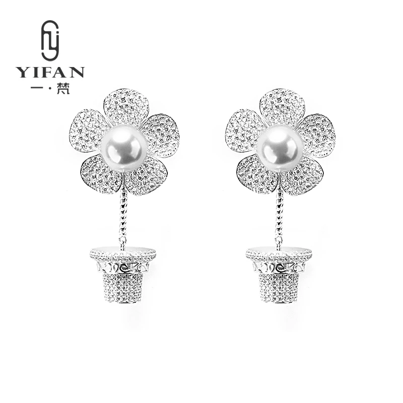 925银合成锆石耳饰 一梵  3238-白色气质轻奢百搭小众向日葵耳环