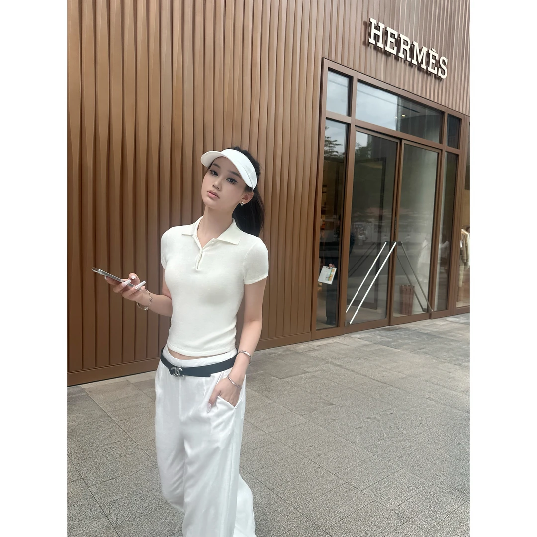 5werkwen 运动老钱 1OO棉纱短袖休闲polo针织上衣