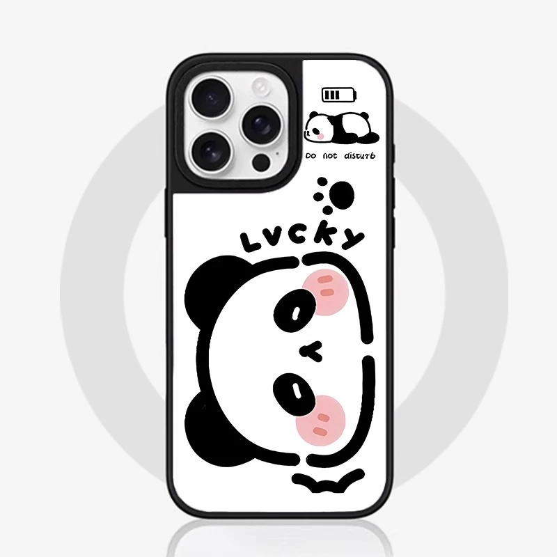 幸运熊猫适用苹果17promax手机壳新款彩绘iPhone16卡通可爱15高级