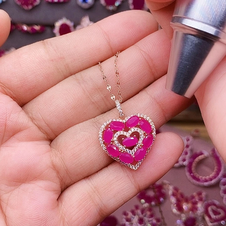 颈饰银S925镶嵌红宝石