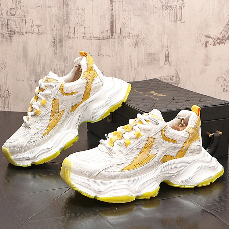 个性时尚休闲擦色皮做旧男士厚底百搭老爹鞋