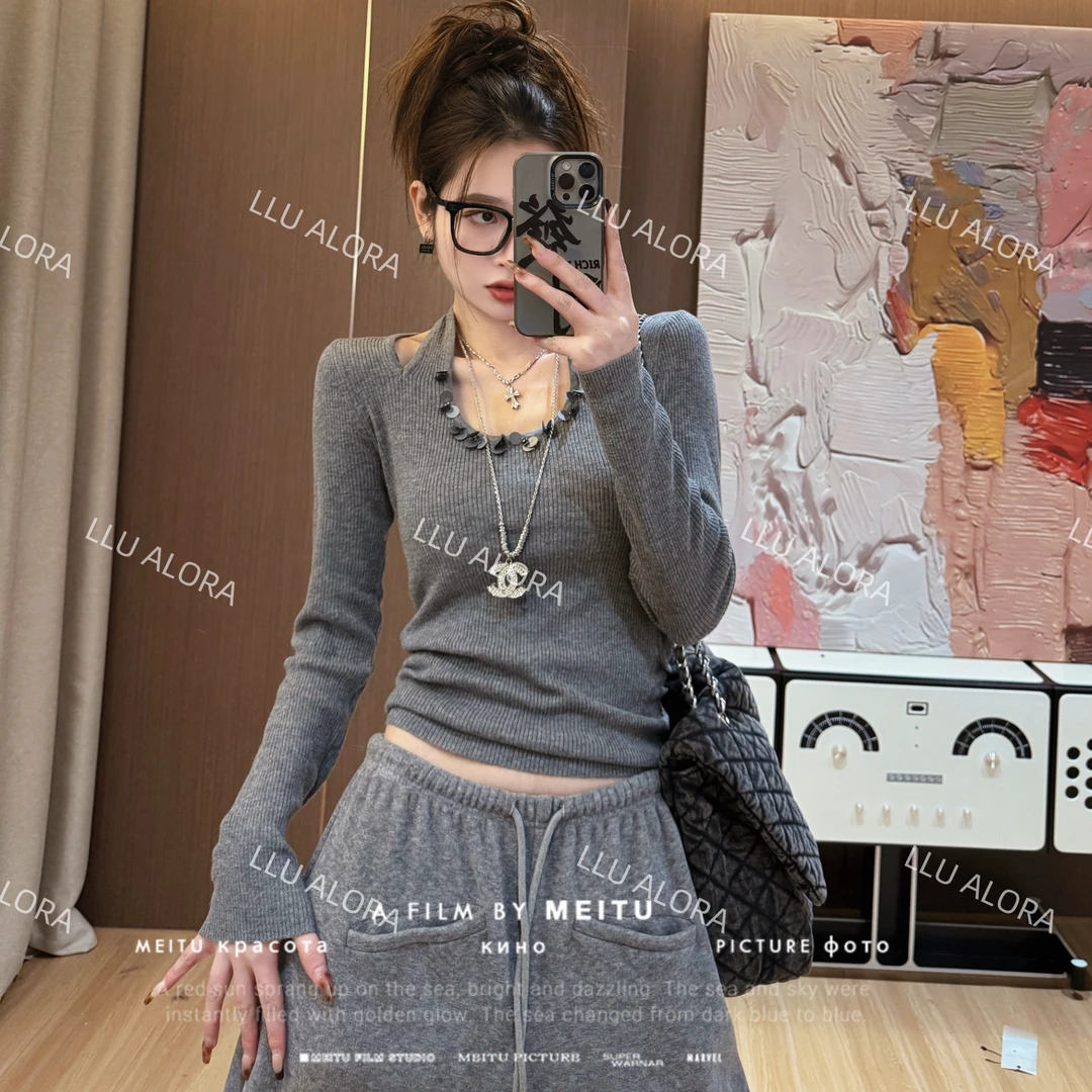 【LLU李】新款修身显瘦针织衫重工打底衫 LLU-51228