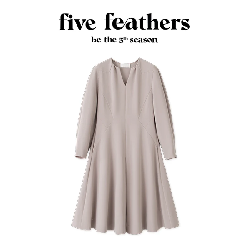 FiveFeathers卡其羊腿袖连衣裙1080