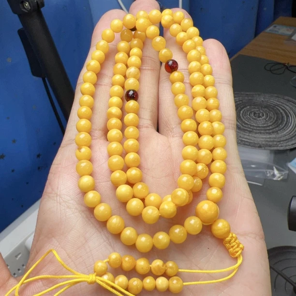 俄料鸡油黄5+108佛珠链（475号）
