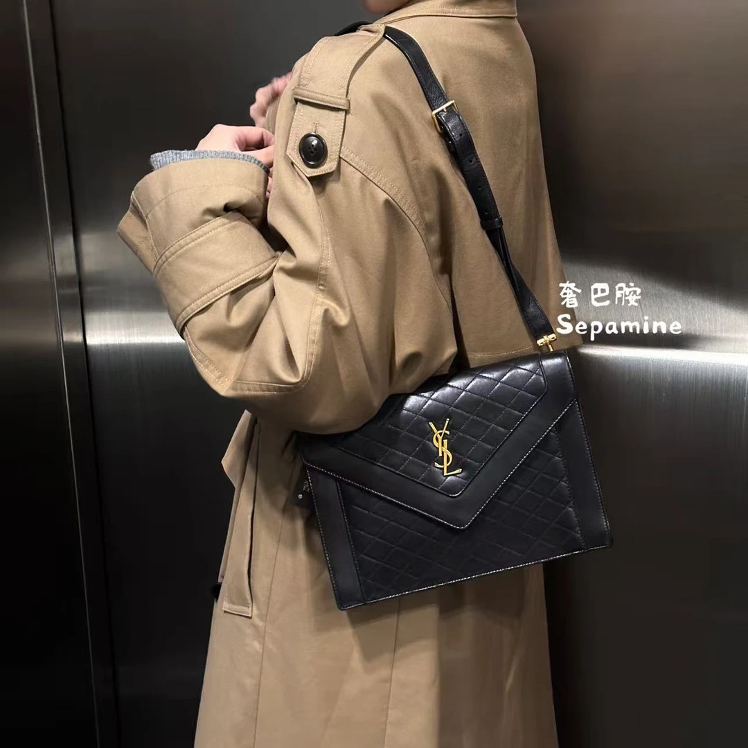 95新 YSL/圣罗兰 /Gaby/黑色/信封包