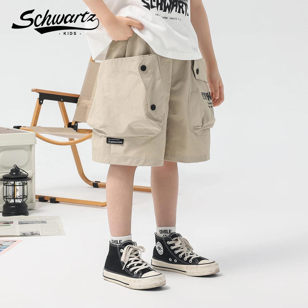 Schwartz斯瓦茨2025夏季新款男童口袋工装短裤休闲宽松中-2682