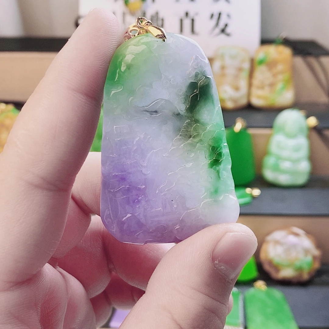 翡翠银S925镶嵌吊坠(赠链)