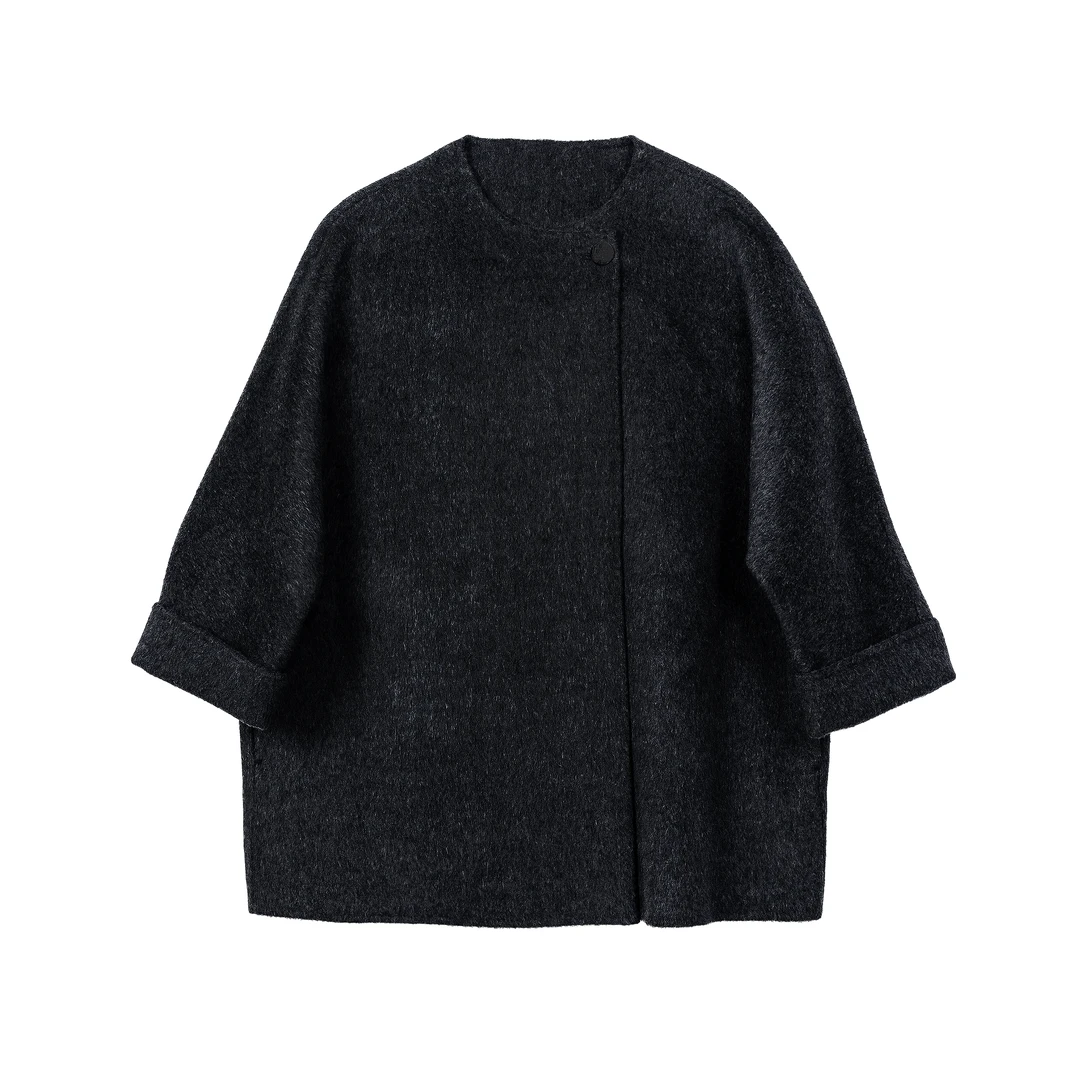 韩系新款羊驼双面呢大衣保暖时尚宽松气质百搭显瘦韩版毛呢外套