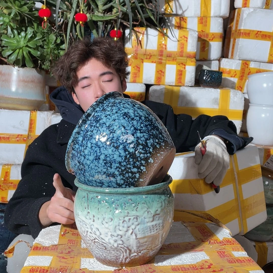 无铅玻璃宜兴紫砂花盆