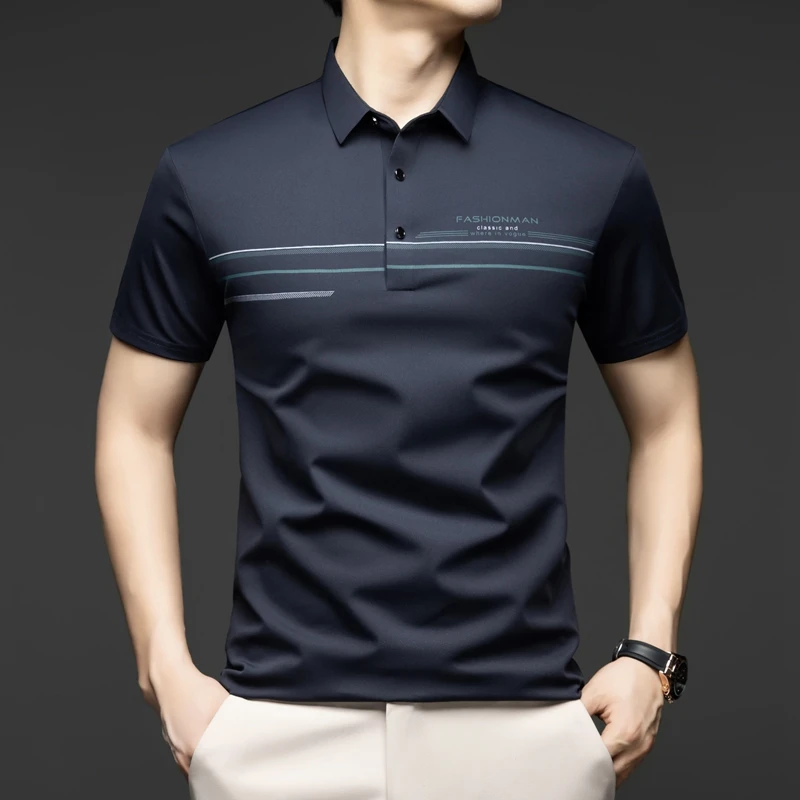 【桑蚕丝POLO衫】高档男士休闲翻领夏季新款半袖百搭T恤商务上衣