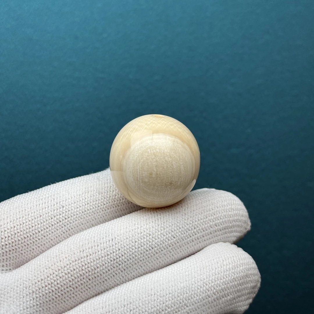 D47-21天然猛犸牙 芝士皮圆珠25.4mm支持复检假一罚十