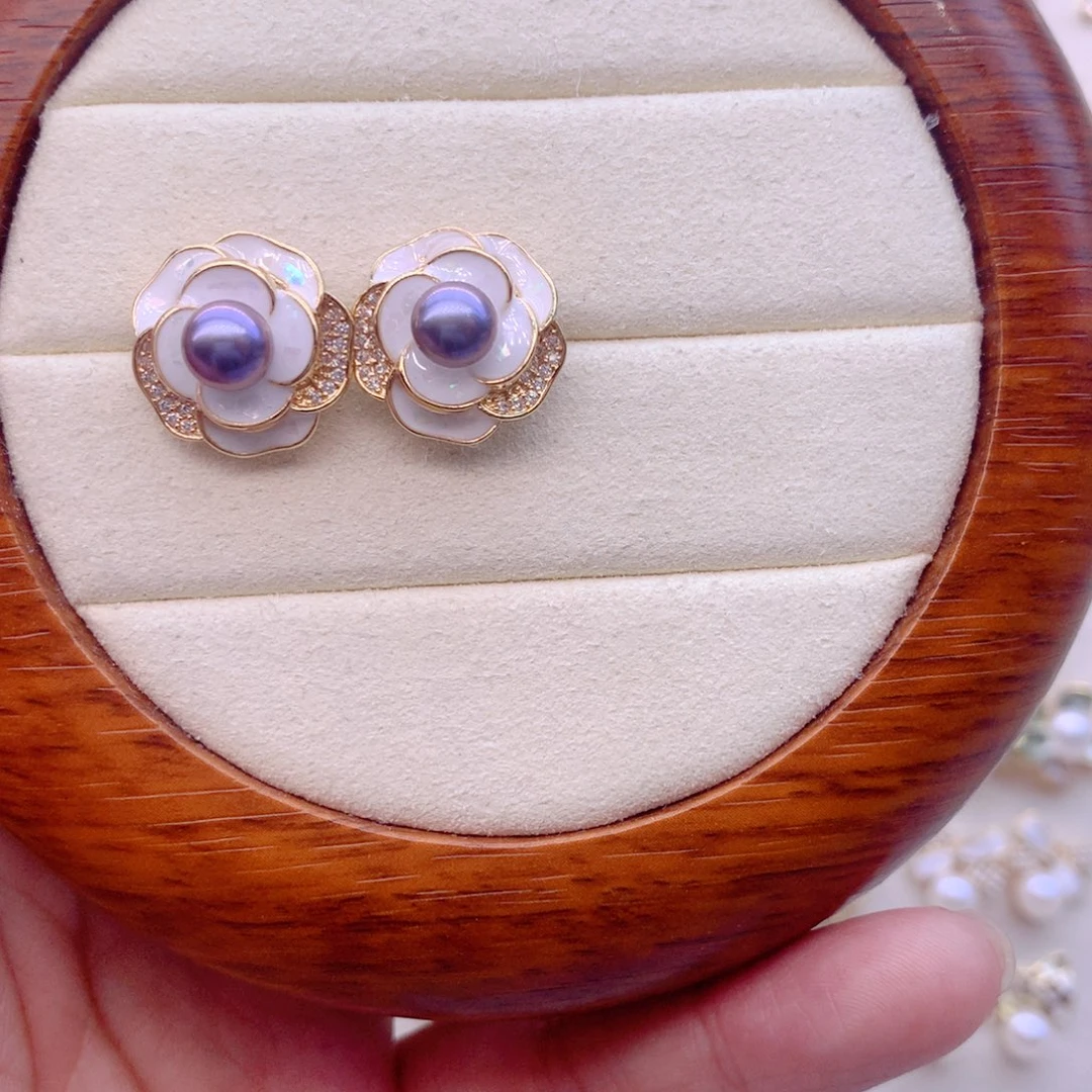 合金淡水珍珠耳饰