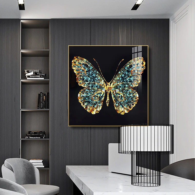 n现代手工晶瓷镶钻客厅装饰画高温烤瓷立体蝴蝶实物走廊挂画122