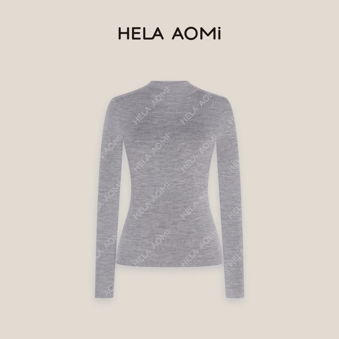 HELA AOMI“10A级美利奴全羊毛”绵羊毛100%圆领气质无缝工艺针织衫