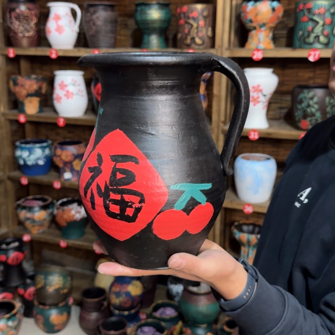 红陶浮雕花盆炸炸炸