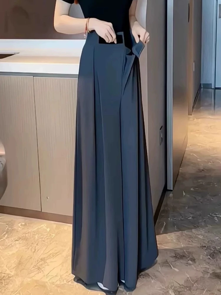西装裤女早秋2025新款高腰垂坠感休闲裤小个子拖地阔腿裤宽松裤子