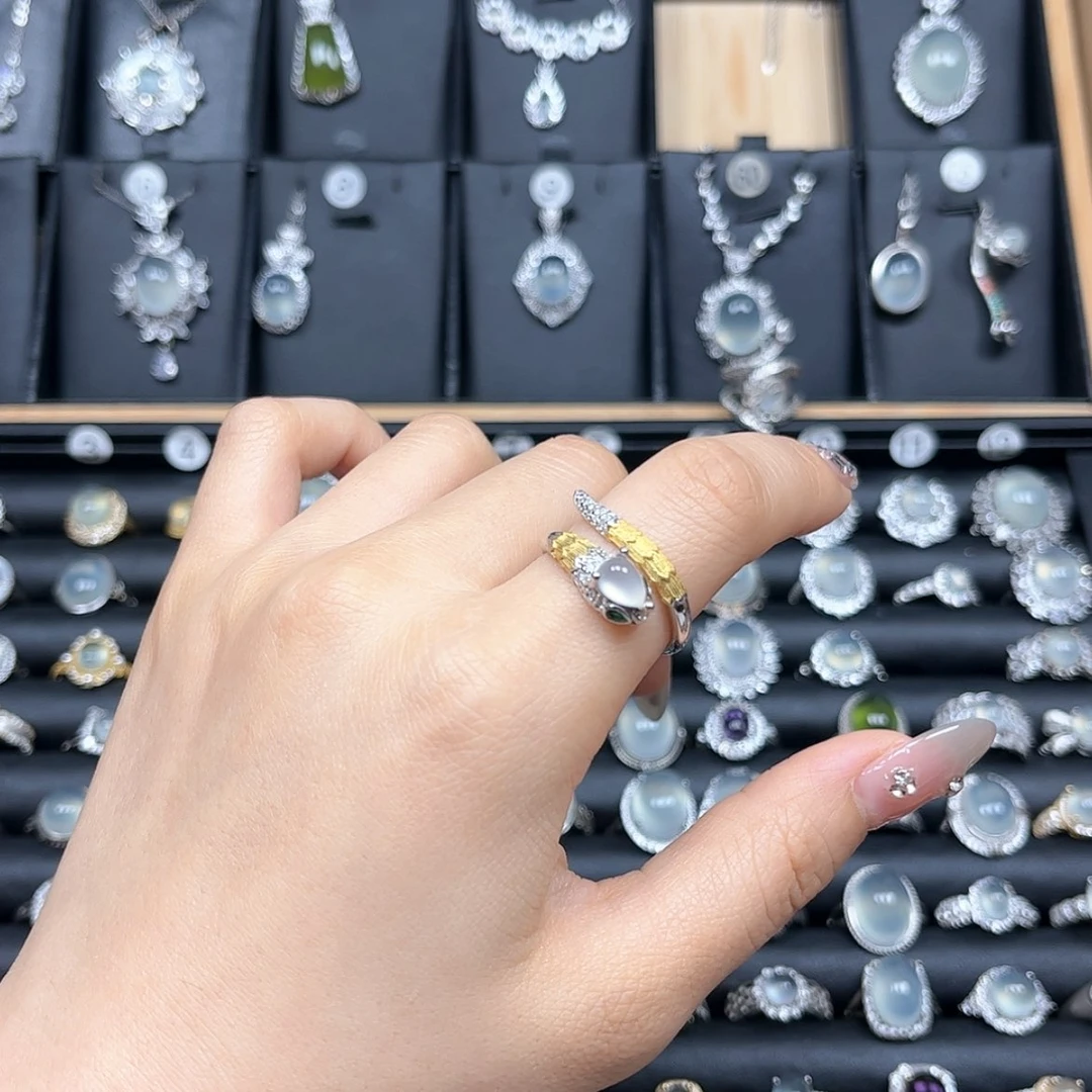 【闪购商品】岫玉戒指银S925镶嵌今****乐