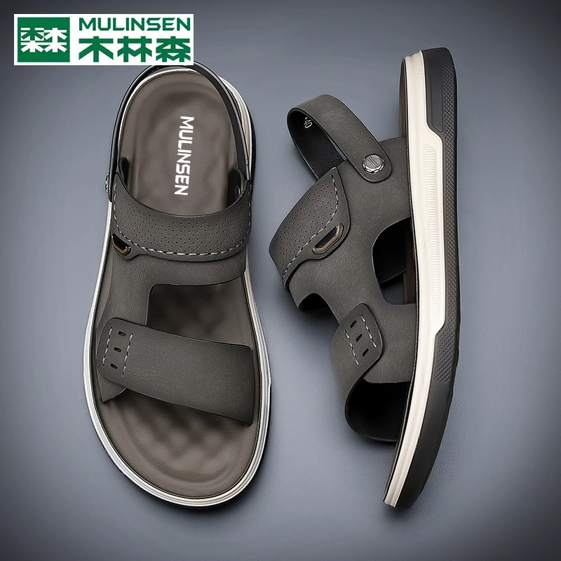 木林森防滑软底户外沙滩鞋厚底男款气垫底凉鞋夏季鞋子耐磨男士