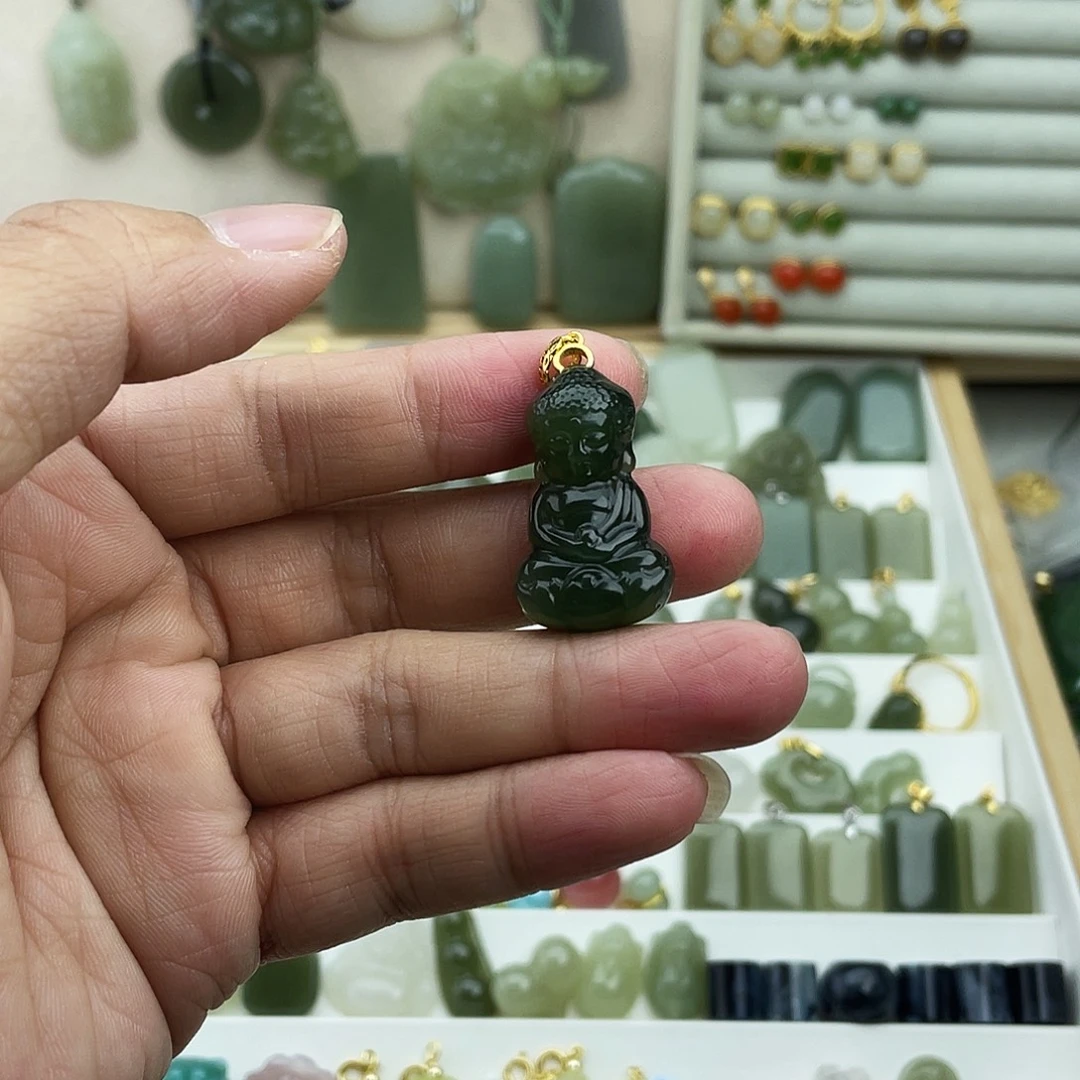 和田玉银S925镶嵌吊坠(不含链)